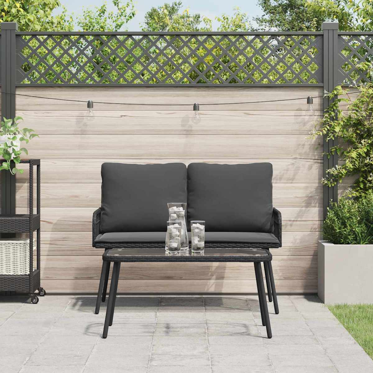 Have Spisebordssæt 2 stk. Sort polyrattan - Billede 4