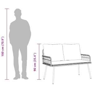 Komplet za jedilnico v vrtu z blazino 2 pcs Črna poli ratan - slika 12