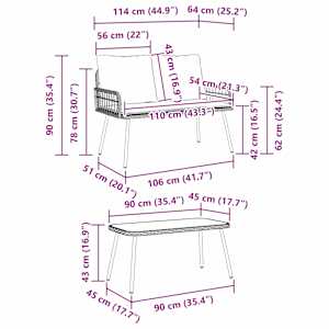 Komplet za jedilnico v vrtu z blazino 2 pcs Črna poli ratan - slika 11