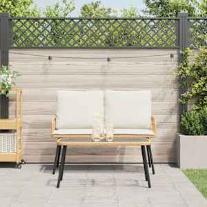 vidaXL Set de masă pentru grădină 2 buc. natural poliratan