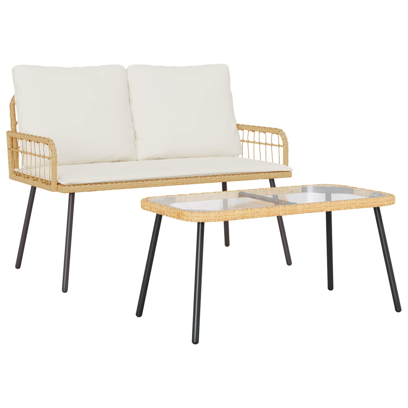 vidaXL Garten Essgruppe 2 pcs Natur Poly-Rattan