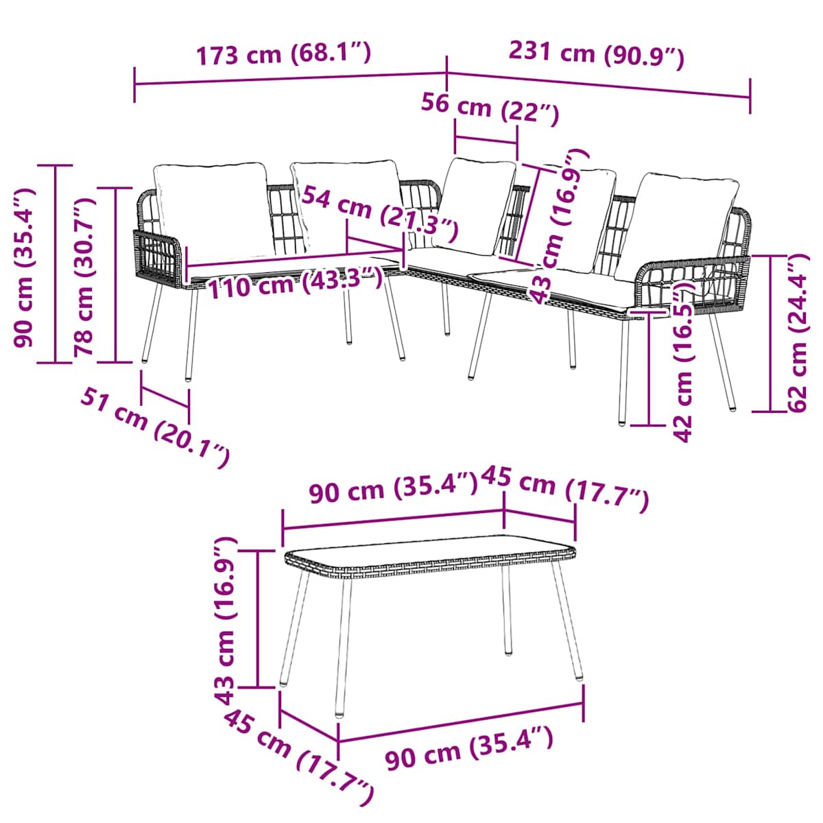Havesofa Sæt 2 stk. polyrattan - Billede 7