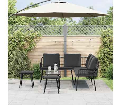 vidaXL Ensemble de canapé de jardin 4 pcs Noir polyrotin