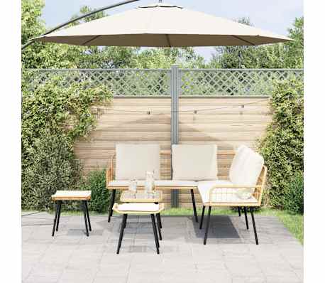 vidaXL Gartensofa-set mit Kissen 4 pcs Natur Poly-Rattan