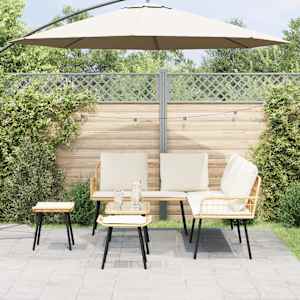 vidaXL Gartensofa-set mit Kissen 4 pcs Natur Poly-Rattan