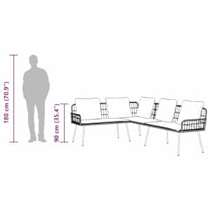Sada zahradních pohovek s polštářem 4 pcs Přírodní polyratan - obrázek 8