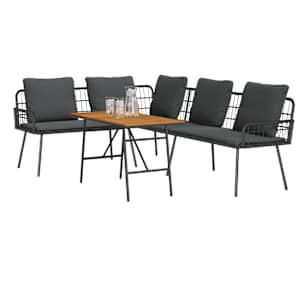 Vrtna sedežna garnitura 2 pcs Črna poli ratan - slika 3