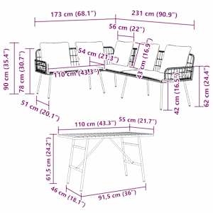 Vrtna sedežna garnitura 2 pcs Črna poli ratan - slika 10