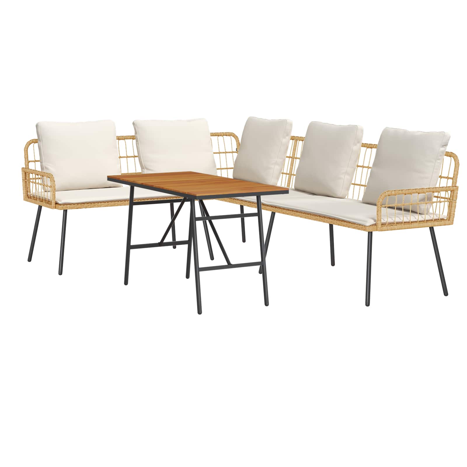 vidaXL Set de canapele pentru grădină 2 pcs Bej poliratan