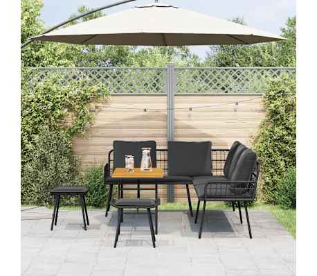 vidaXL Градински Софа Комплект 4 pcs Черно полиратан