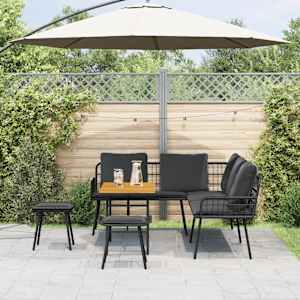 vidaXL Градински Софа Комплект 4 pcs Черно полиратан