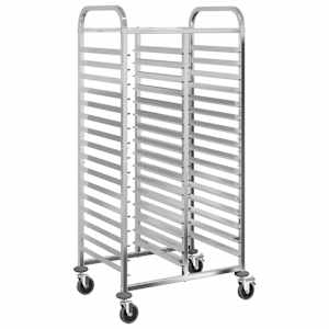 vidaXL kandikuk&auml;ru 32 GN mahutiga 75x55x162,5 cm roostevabast terasest