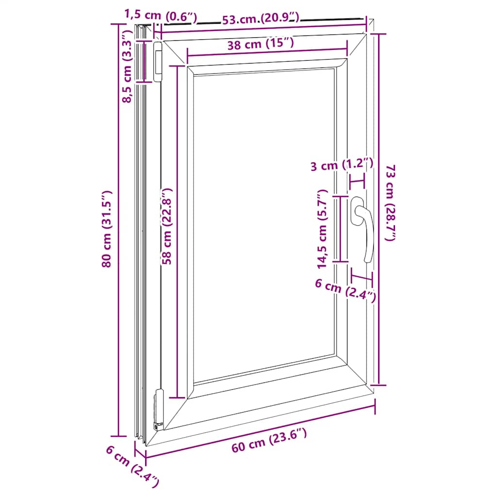 Fehér alagsori ablak RISOR 60x80 cm billenő-forgatható DIN bal 