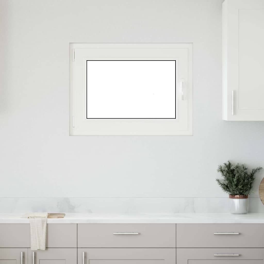 vidaXL Kellari-ikkuna "RISOR" 80x70 cm kallistus-/kääntymisovi DIN vasenkätinen valkoinen