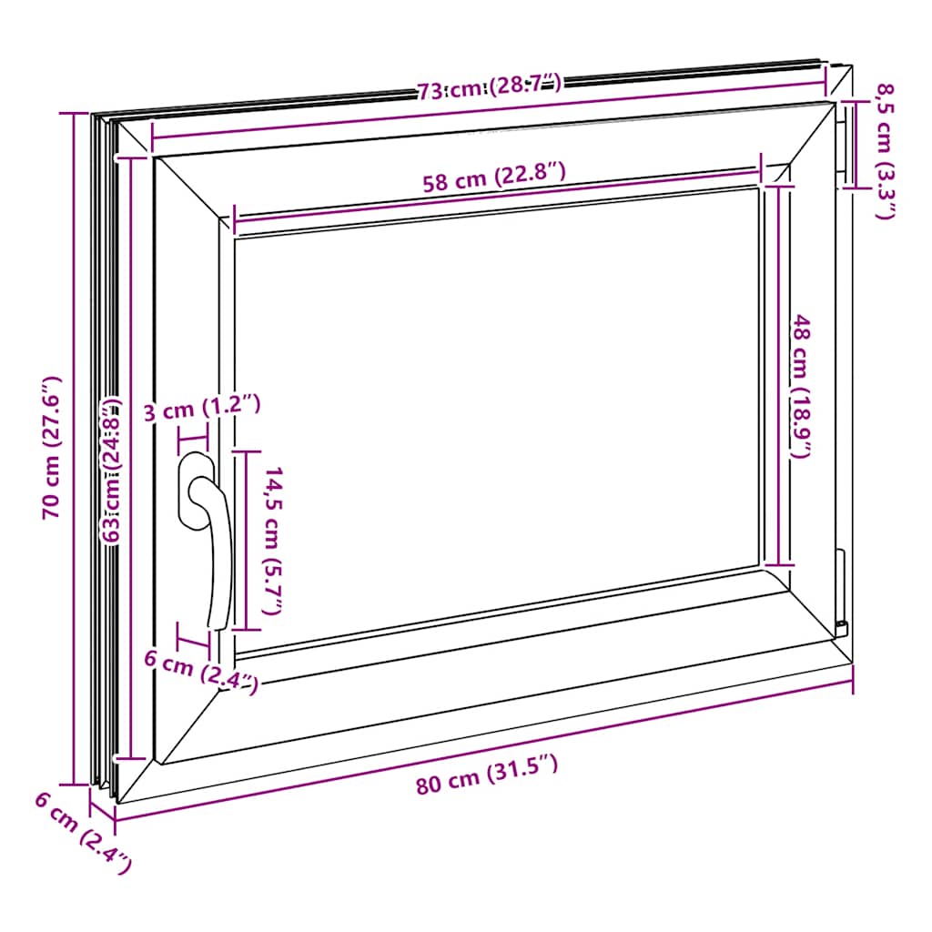 Kletno okno "RISOR" 80x70 cm vrtljivo-nagibno DIN desno belo - slika 12