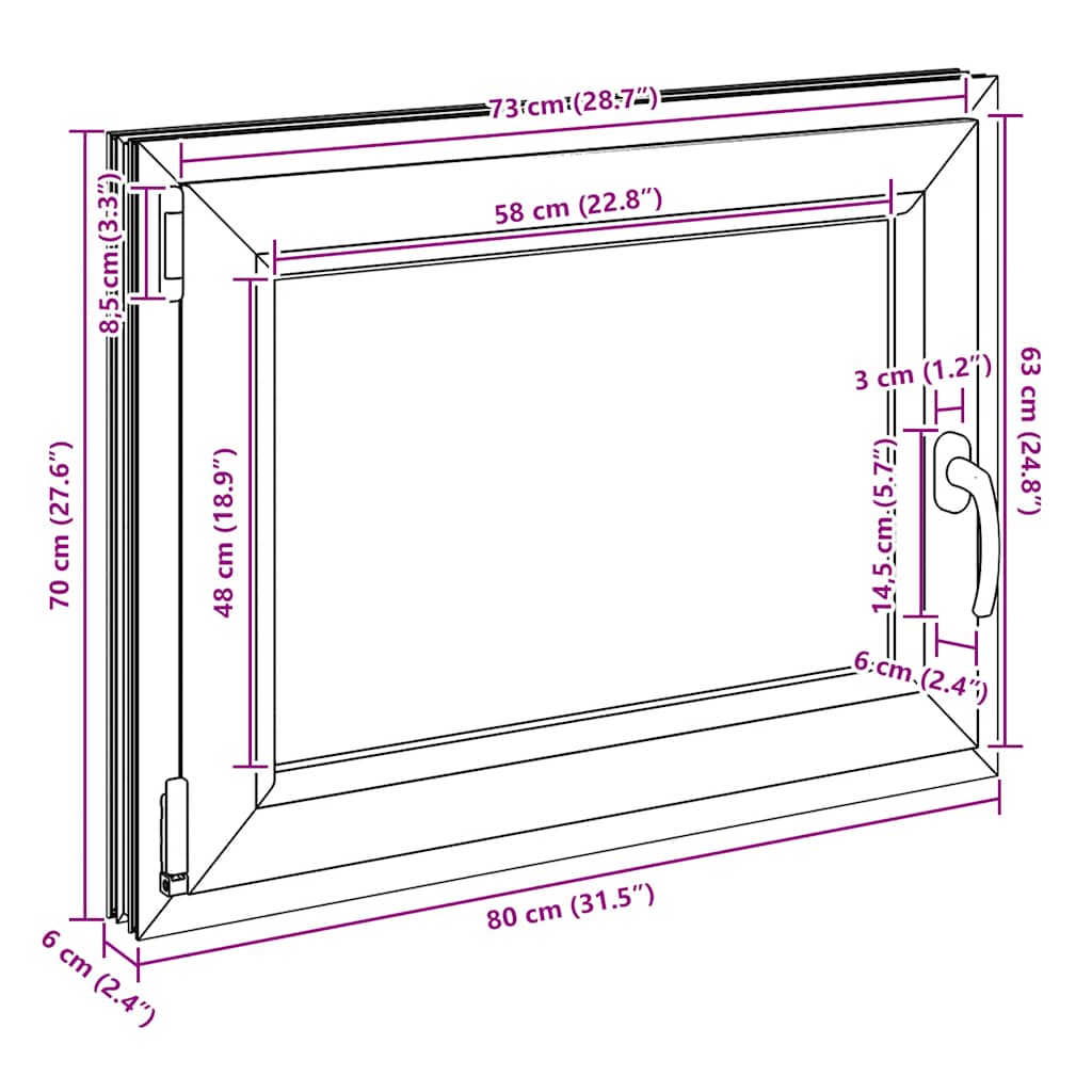 Cellar window "risor", 80X70 cm, tilt and turn, din, left, white