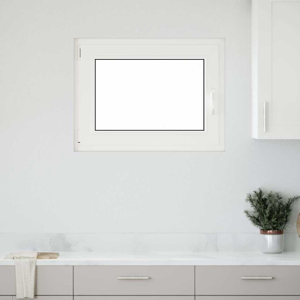 vidaXL Kellari-ikkuna "RISOR" 80x70 cm kallistus-/kääntymisovi DIN vasenkätinen valkoinen