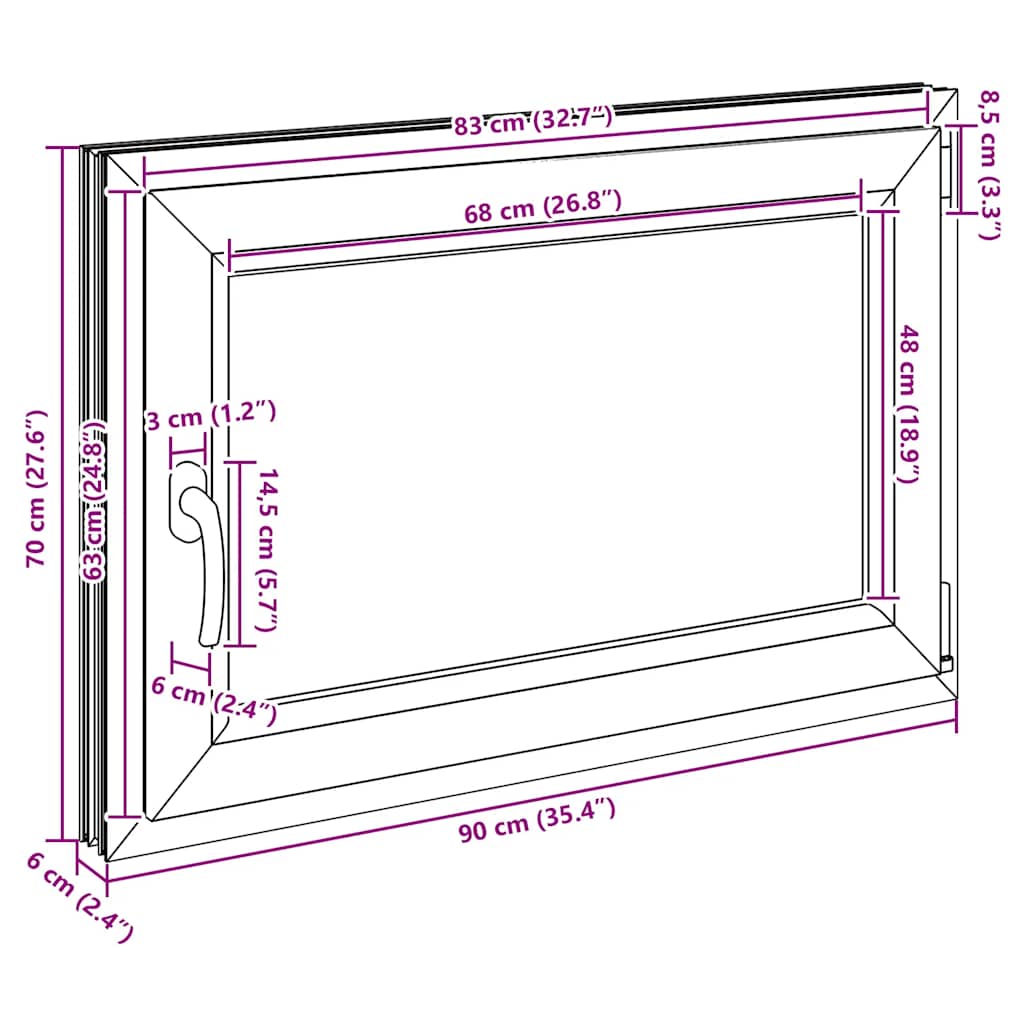 Kletno okno "RISOR" 90x70 cm vrtljivo-nagibno DIN desno belo - slika 12