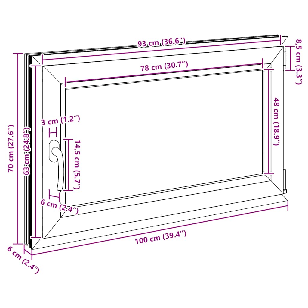 Basement window "risor", 100X70 cm, tilt and turn, din, right, white