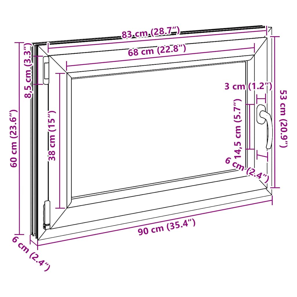 Fehér alagsori ablak RISOR 90x60 cm billenő-forgatható DIN bal 