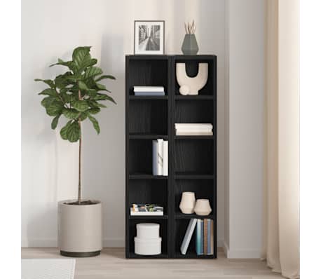vidaXL Scaffali Porta CD 2 pz Rovere Nero 21x16x93,5 cm in Truciolato