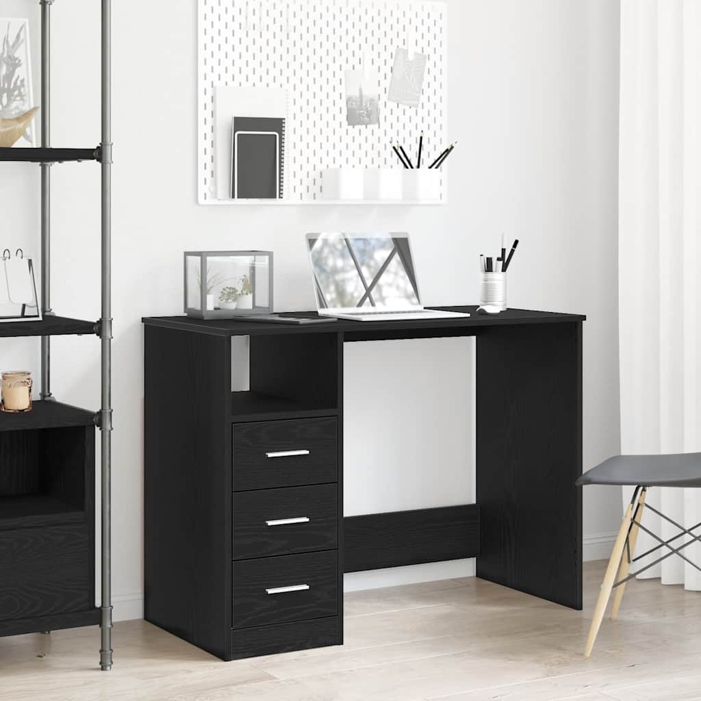 vidaXL Scrivania Cassetti Rovere Nero 102x50x76 cm Legno Multistrato