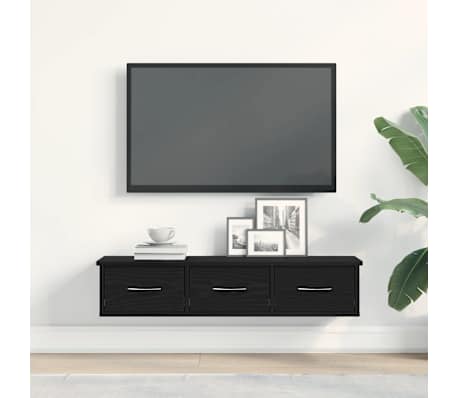 vidaXL Mobile a Parete Rovere Nero 88x26x18,5 cm in Truciolato