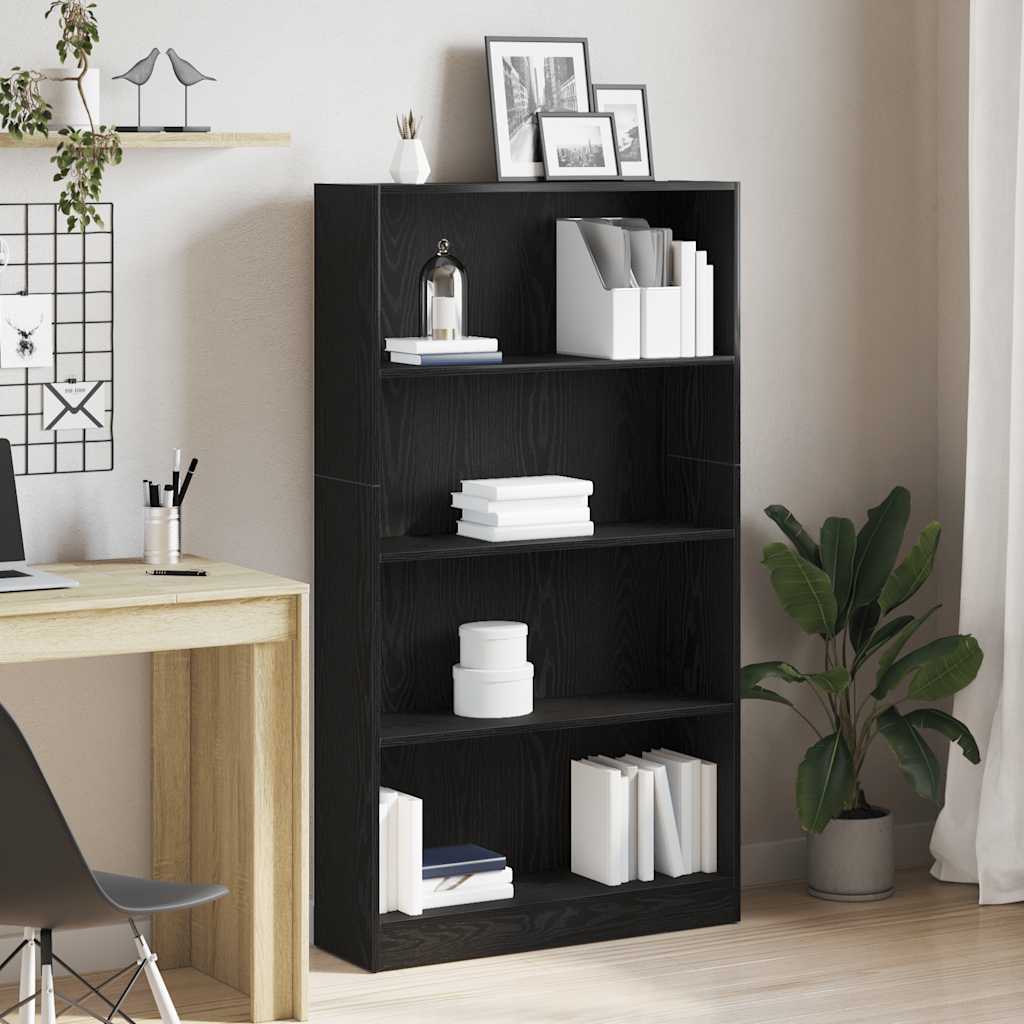 vidaXL Bibliotecă cu 4 etaje Stejar negru 80x24x143 cm Lemn prelucrat