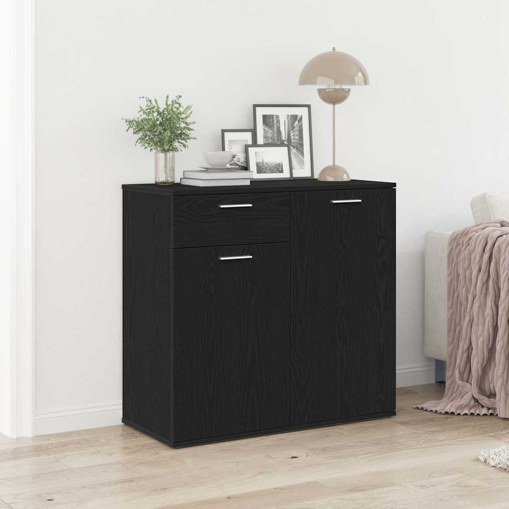 vidaXL Sideboard Schwarz Eichen-Optik 80x36x75 cm Holzwerkstoff
