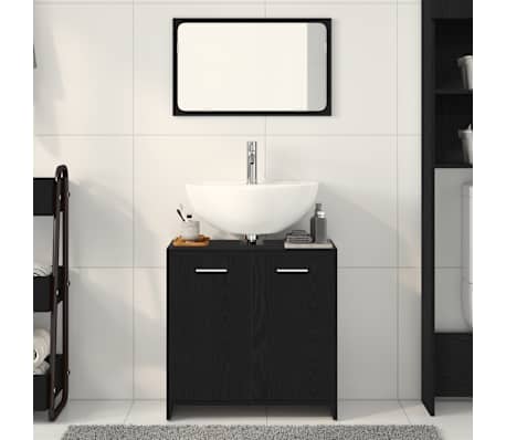 vidaXL Bathroom Cabinet With Mirror Black Oak Engineered Wood Medium