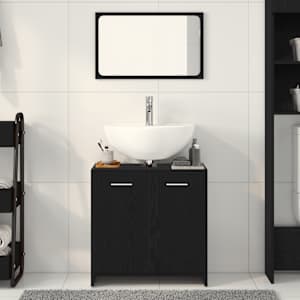 vidaXL Bathroom Cabinet With Mirror Black Oak Engineered Wood Medium