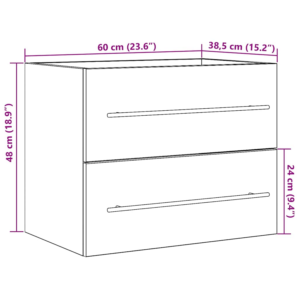 Wastafelkast 60x38,5x48 cm bewerkt hout bruin eikenkleur gootsteenkast vidaXL - Afbeelding 162 van 183