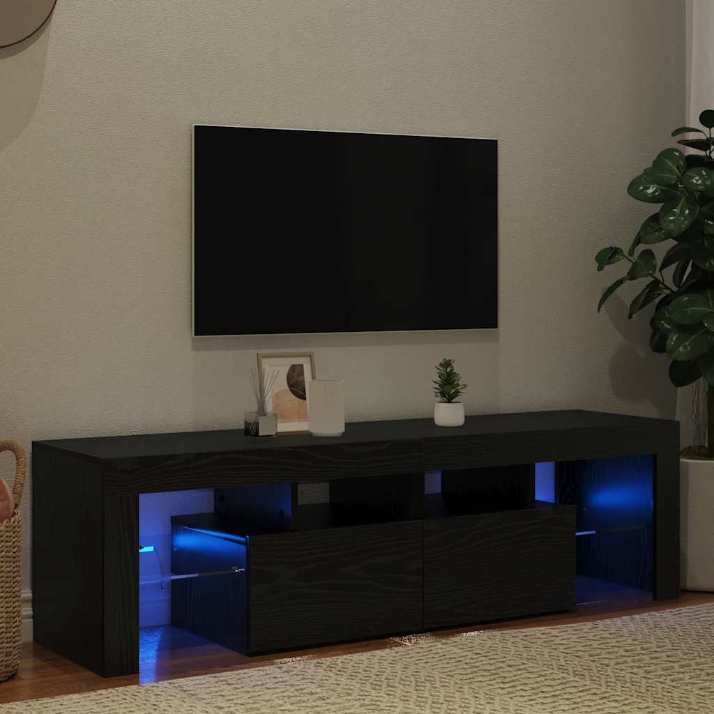 Thumbnail - vidaXL TV-Schrank mit LED-Leuchten Schwarz Eichen-Optik 140x36,5x40 cm