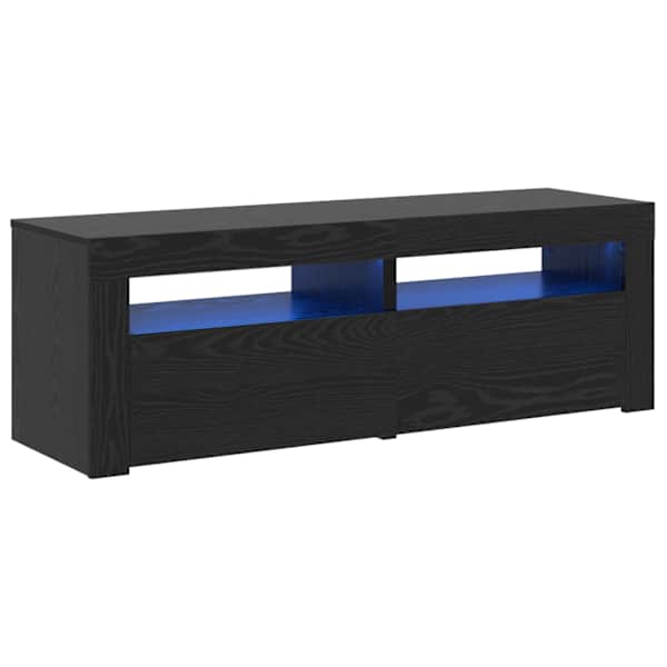 vidaXL LED-tuledega telerikapp, must tamm, 120 x 35 x 40 cm, t&ouml;&ouml;deldud puit