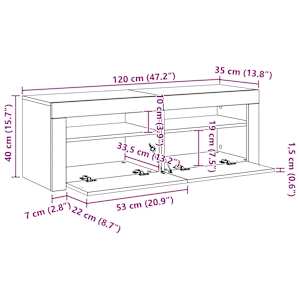 TV stolek s LED černý dub 120 x 35 x 40 cm kompozitní dřevo - obrázek 13