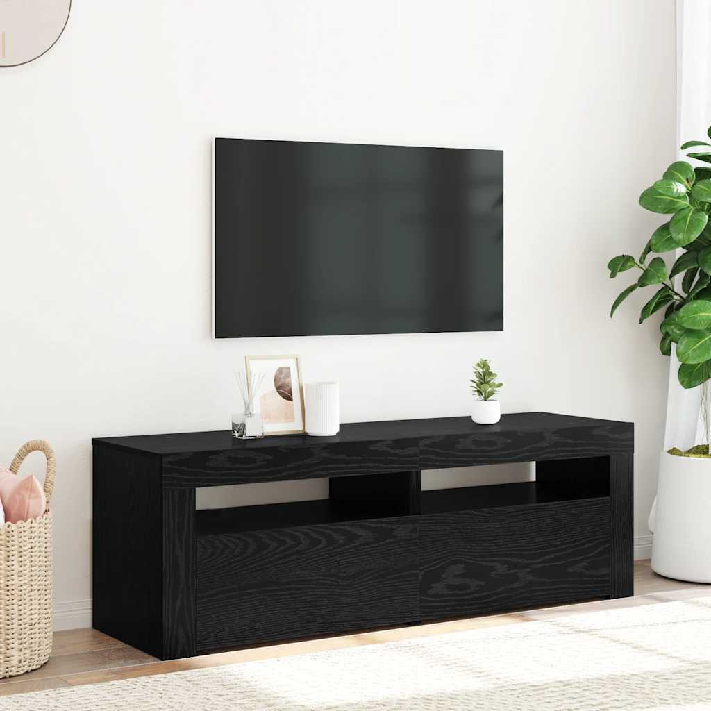 vidaXL TV-Schrank mit LED-Leuchten Schwarz Eichen-Optik 120x35x40 cm