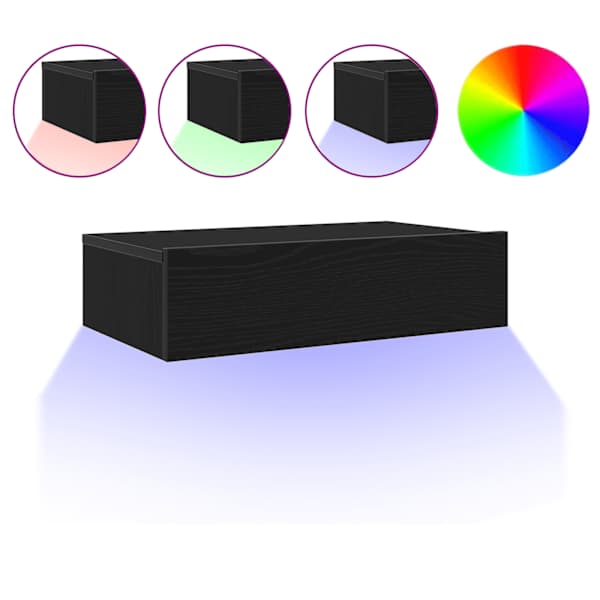 vidaXL LED-tuledega telerikapp, must tamm, 60 x 35 x 15,5 cm