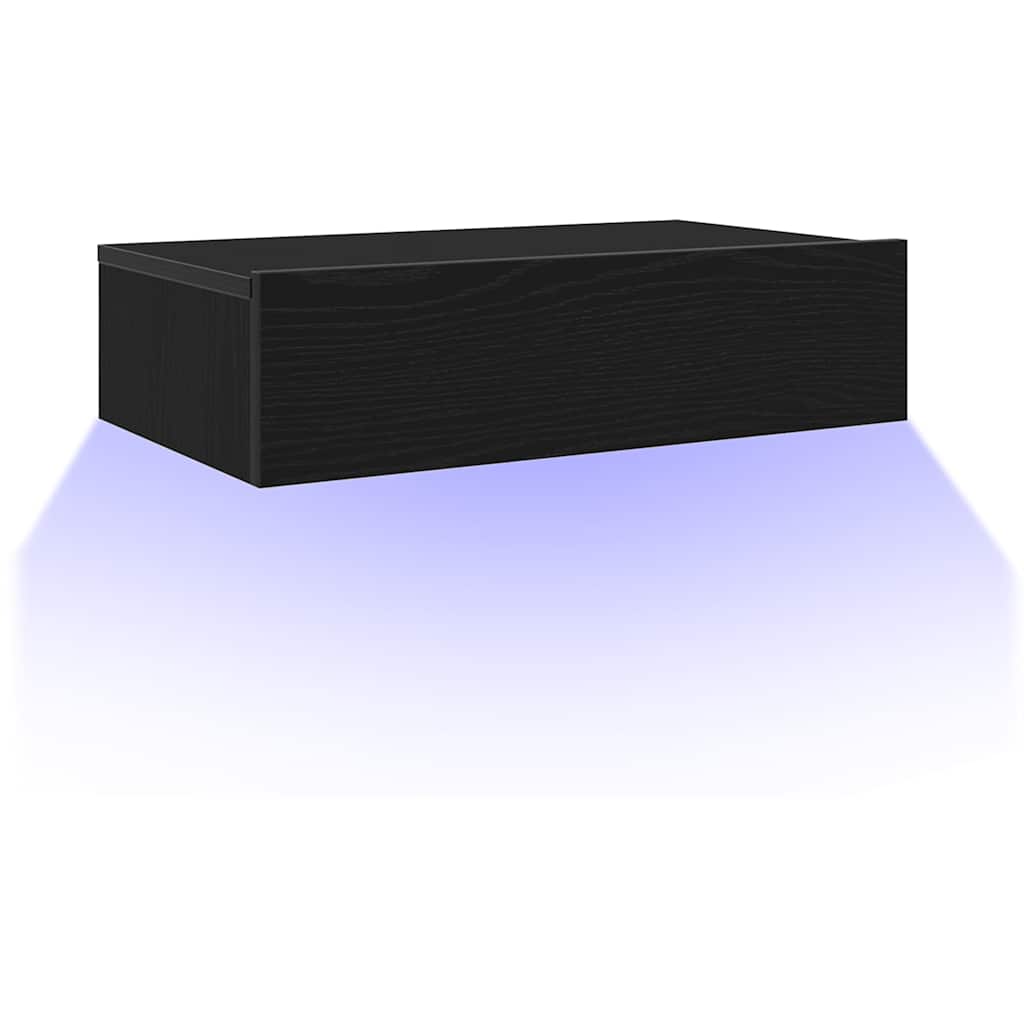 vidaXL fekete tölgyfa TV-szekrény LED lámpákkal 60 x 35 x 15,5 cm