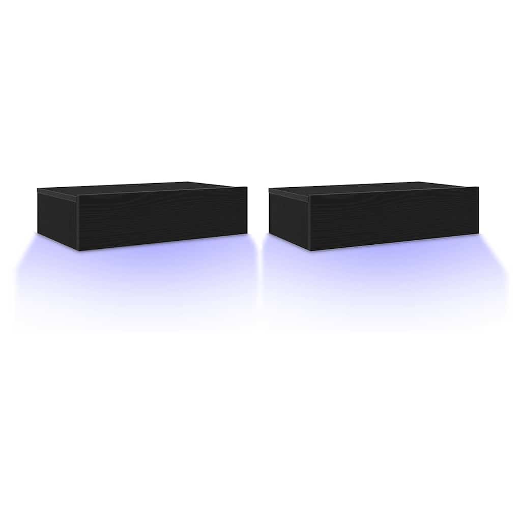 vidaXL 2 db fekete tölgyfa TV-szekrény LED lámpákkal 60 x 35 x 15,5 cm