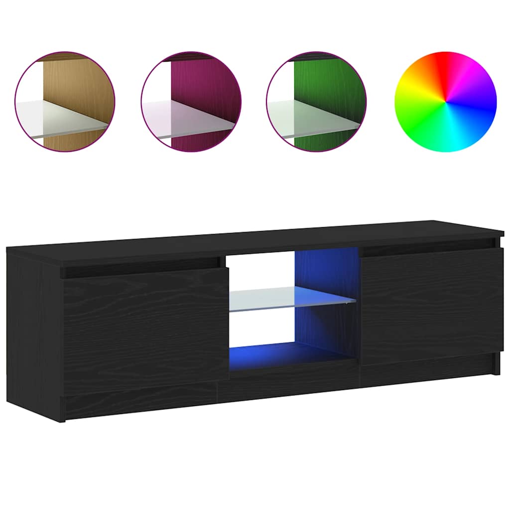 Thumbnail - vidaXL TV-Schrank mit LED-Leuchten Schwarz Eichen-Optik 120x30x36 cm