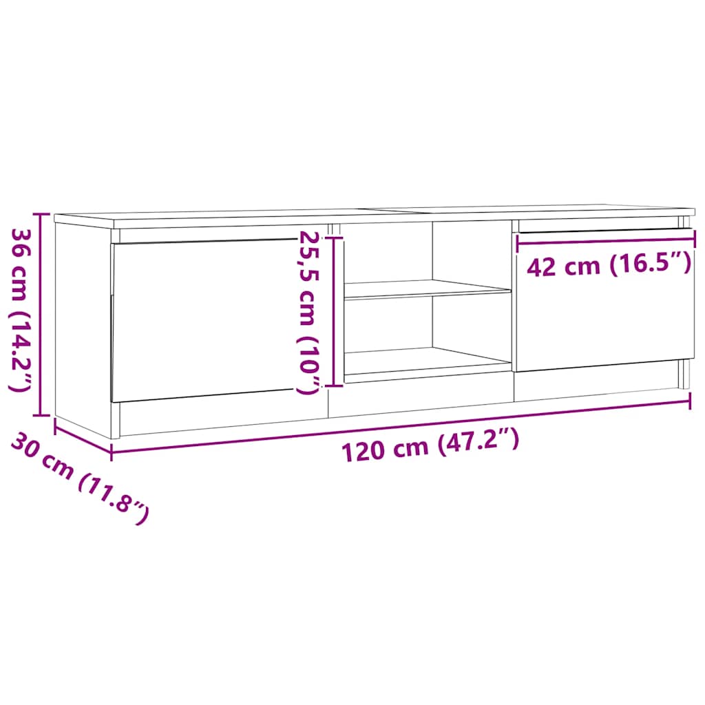 TV stolek s LED černý dub 120 x 30 x 36 cm kompozitní dřevo - obrázek 15