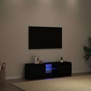 TV omarica z LED lučkami črn hrast 120x30x36 cm inženirski les