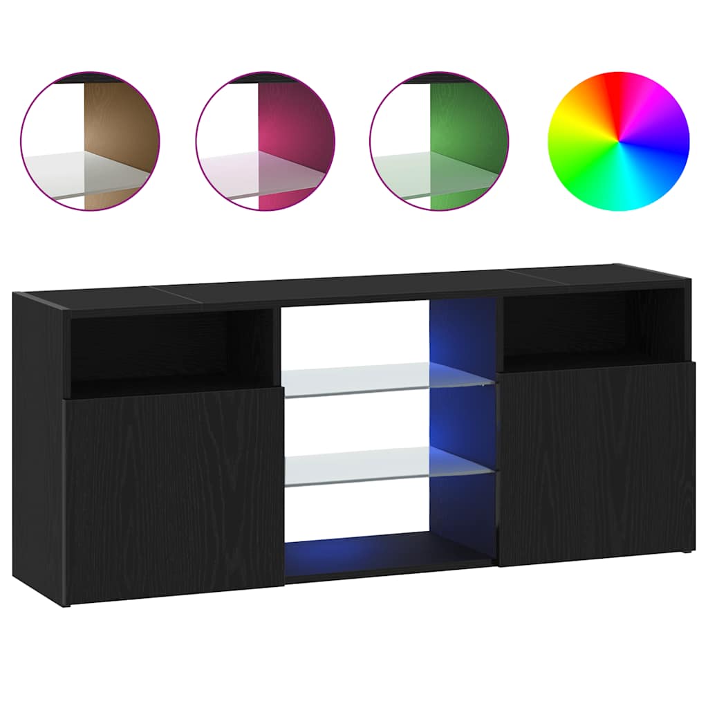 Thumbnail - vidaXL TV-Schrank mit LED-Leuchten Schwarz Eichen-Optik 120x30x50 cm