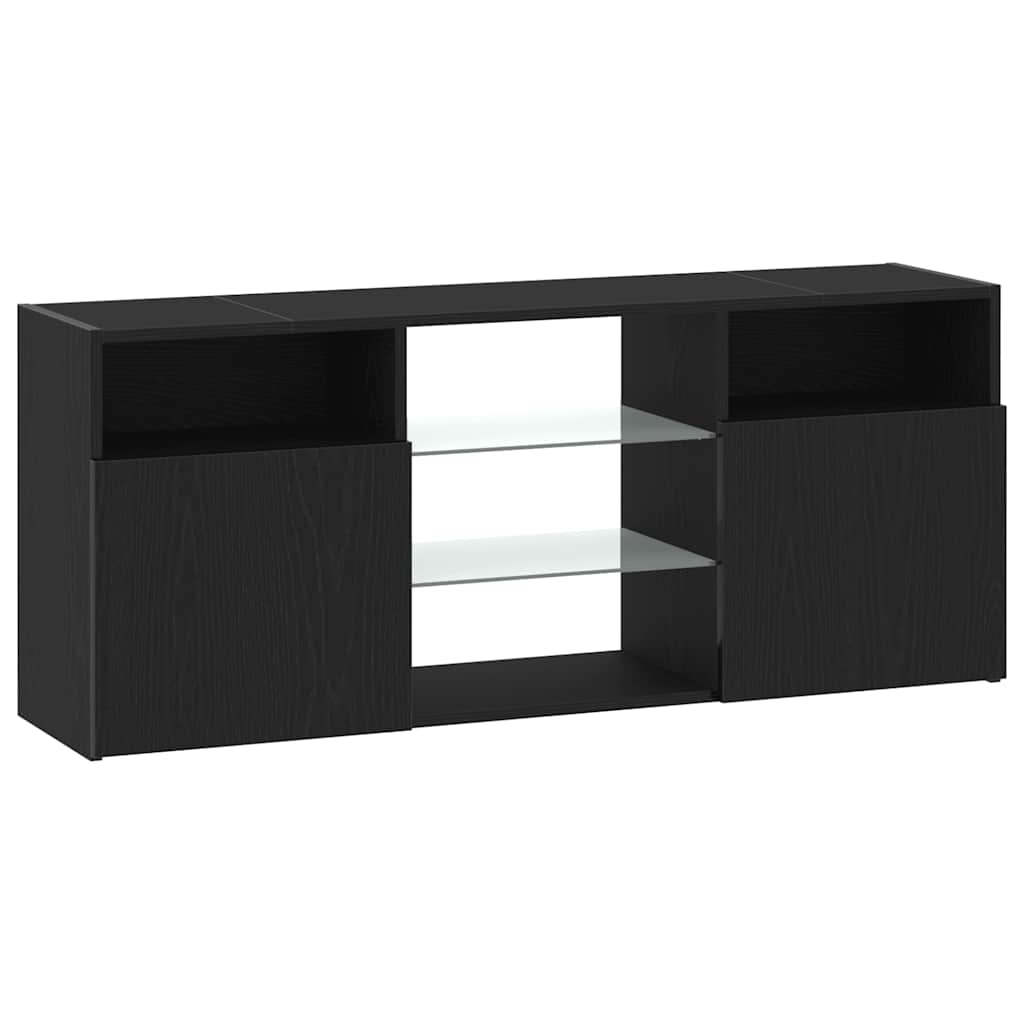 vidaXL Dulap TV cu LED stejar negru 120x30x50 cm lemn prelucrat