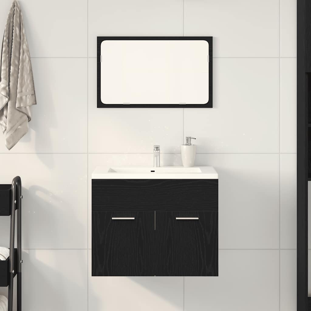 vidaXL Set de mobilier de baie din 2 piese din lemn de stejar negru