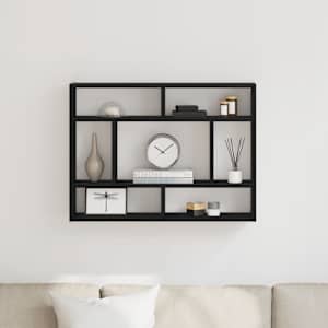 Stenska polica črn hrast 75x16x55 cm inženirski les