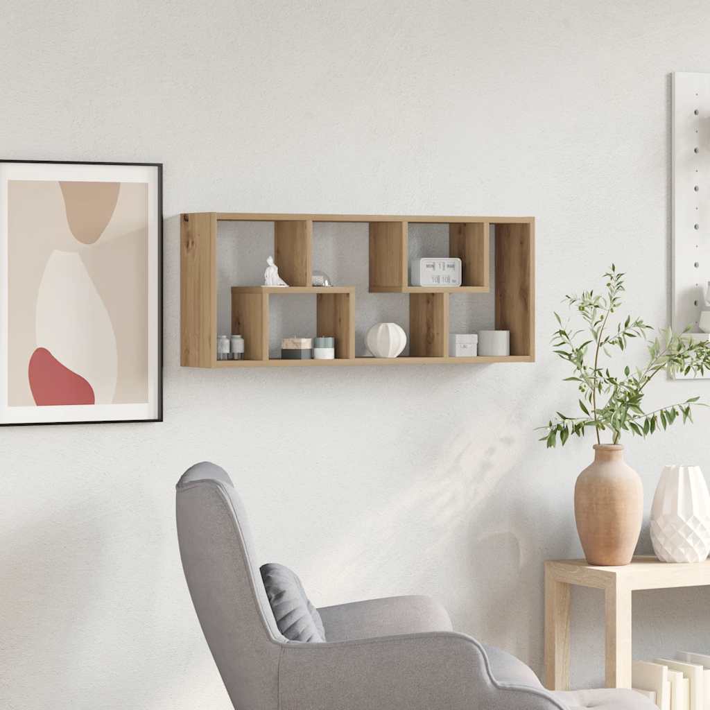 vidaXL Wandplank 36x16x90 cm bewerkt hout artisanaal eikenkleurig