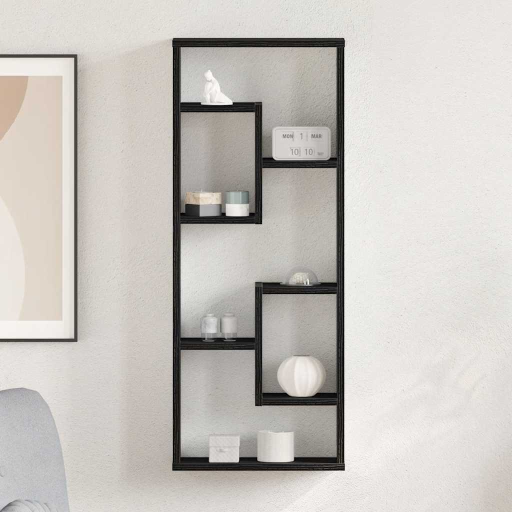 vidaXL vægreol sort egetræ 36x16x90 cm konstrueret træ