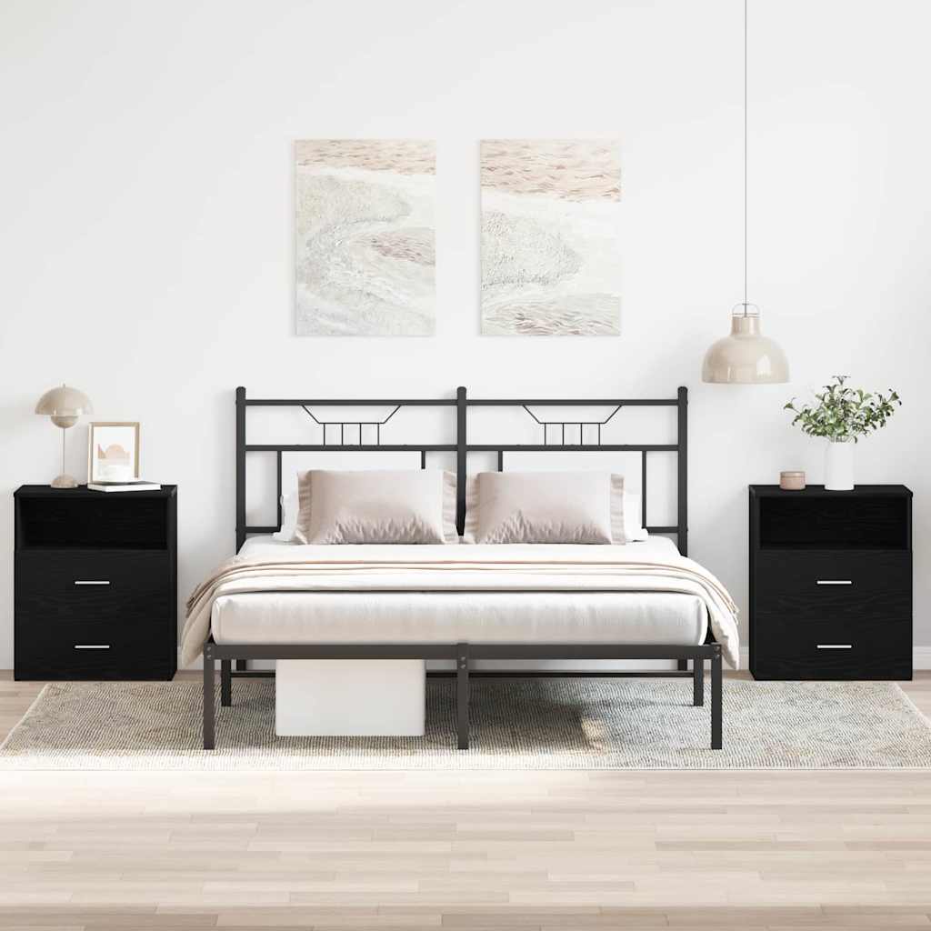 Нощни шкафчета 2 бр. Черен дъб 50x32x60 см Инженерно дърво