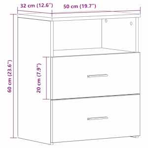 Noční stolek 2 pcs Černý dub 50 x 32 x 60 cm kompozitní dřevo - obrázek 12